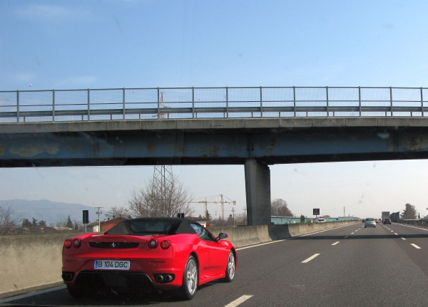 Driving Italian autostrada Ferrari