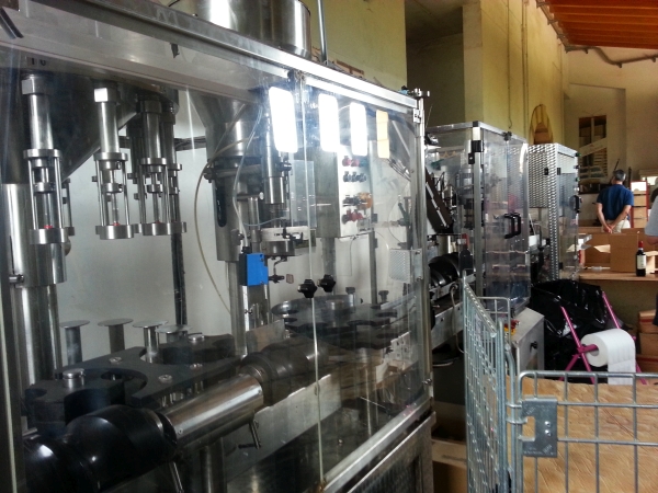 Wine tasting in Italy, Valpolicella, automated bottling machine