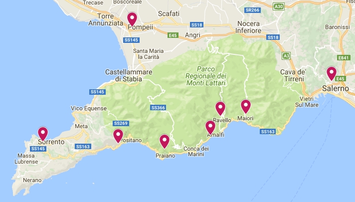 Amalfi Coast Map Best Of Italy Featuring Lake Como The Amalfi Coast